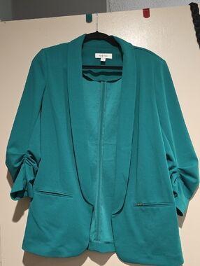Nine West Green Oversize Open-Front Blazer